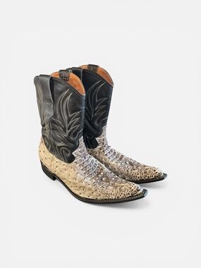 Exotic Caiman Crocodile Cowboy Boots Mens 9 EU 42 Handmade Snip Toe